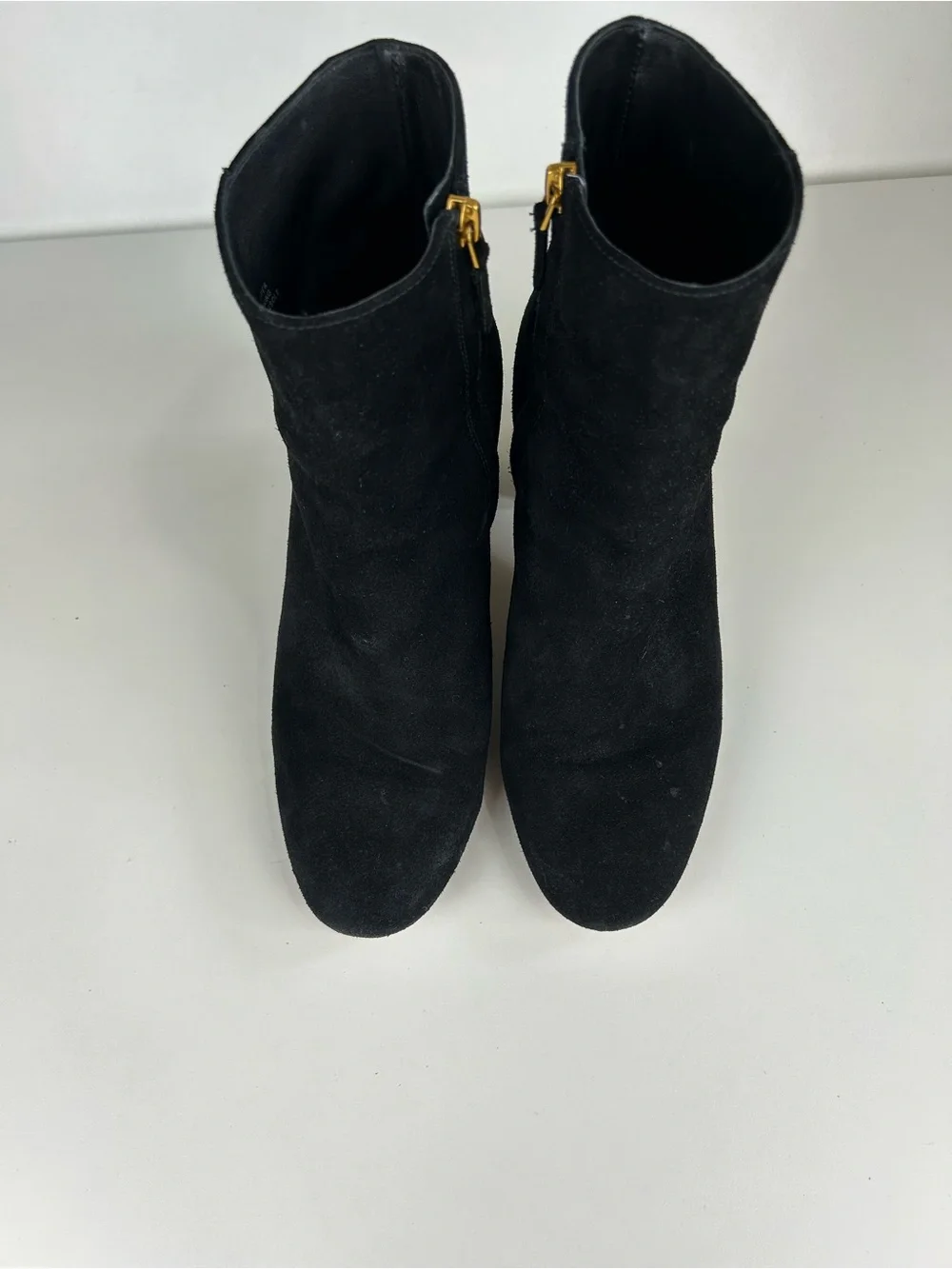 Tory Burch Brooke Black Suede Ankle Boots with Wood Block Heel Size 10